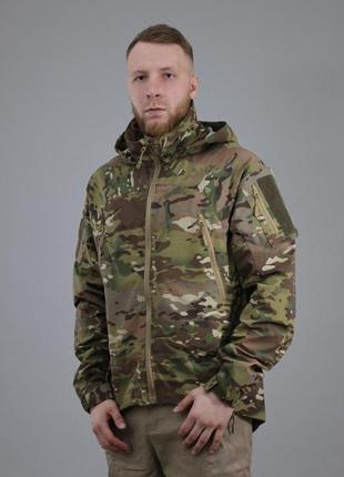 Тактична куртка ultimatum level 5 4wstretch мультикам, чоловіча полегшена водонепроникна куртка з капюшоном