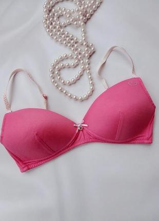70с розовый хлопковый бюстгальтер без косточек angel marks&spenser