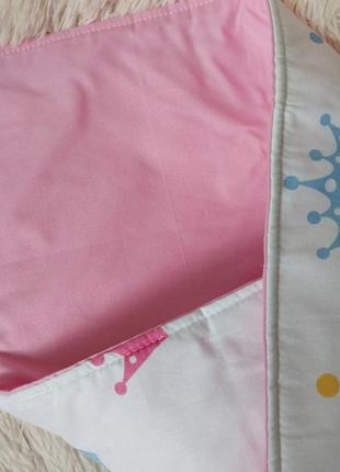 Літній конверт valleri для новонароджених дівчаток, білий з рожевим, принт корони3 фото