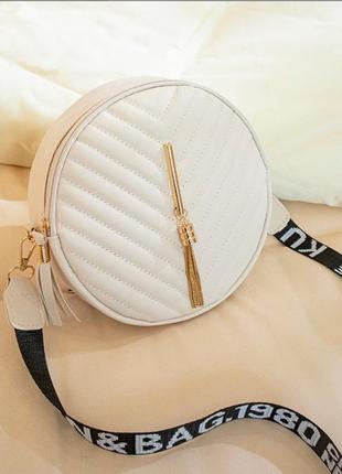 Жіноча сумка трендова еко шкіра біла кругла