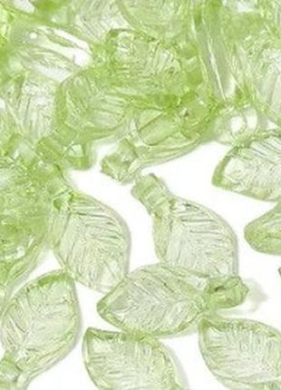 Подвеска finding кулон листочек бледно-зелёный полупрозрачный 10 мм х 5 мм х 4 мм