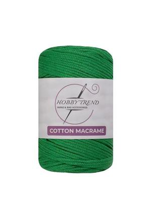 Хлопковый шнур для вязания hobby trend 240-260 г, 240-260 м, 2 мм, цвет зеленый