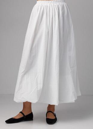 Длинная юбка а-силуэта с резинкой на талии, цвет: белый1 фото