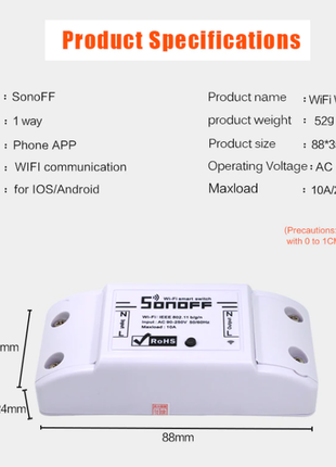 Sonoff basic (оригінал) wi-fi перемикач sonoff basic5 фото
