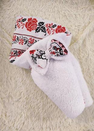 Зимний конверт одеяло тедди с принтом вышиванка для новорожденных девочек