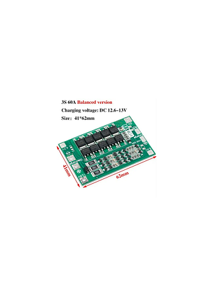 Bms 3s 60a 12.6v з балансуванням, для 3-х li-ion акумуляторів