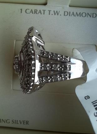 Новый серебряный перстень кольцо 925 пробы с бриллиантами 1 карат4 фото