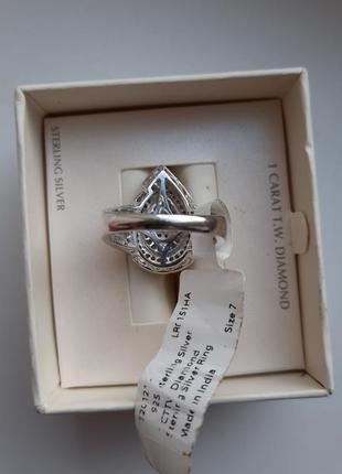 Новый серебряный перстень кольцо 925 пробы с бриллиантами 1 карат5 фото
