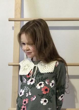 Воротник детский/подростковый, мотив бабушкин квадрат, ручная работа крючком, к платью, рубашке