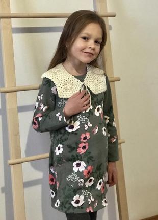 Воротник детский/подростковый, мотив бабушкин квадрат, ручная работа крючком, к платью, рубашке