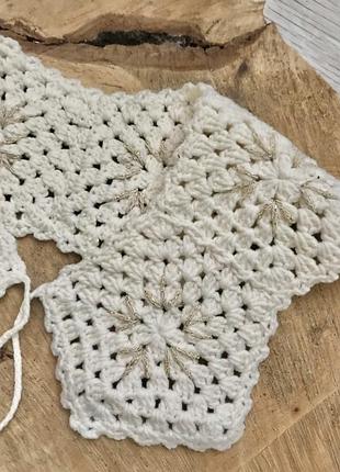 Воротник детский/подростковый, мотив бабушкин квадрат, ручная работа крючком, к платью, рубашке