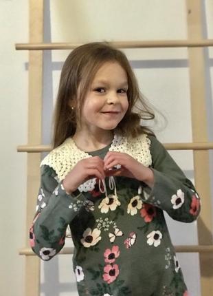 Воротник детский/подростковый, мотив бабушкин квадрат, ручная работа крючком, к платью, рубашке