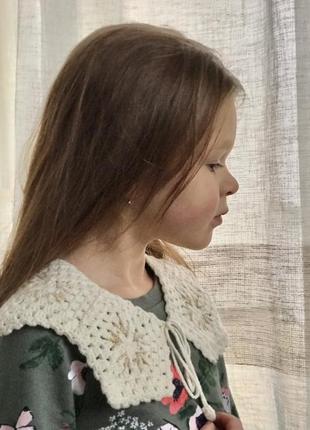 Воротник детский/подростковый, мотив бабушкин квадрат, ручная работа крючком, к платью, рубашке