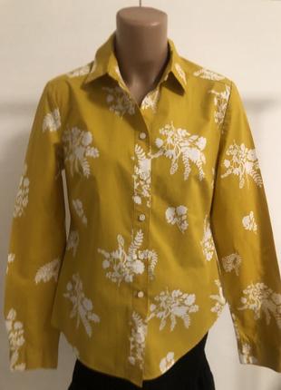 Рубашка желтая на цветы1 фото