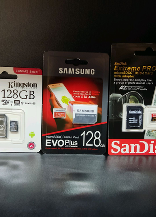 Карты памяти microsdxc samsung, kingston, sandisk 128/256/512 гб