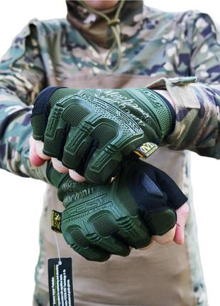 Рукавиці тактичні безпалі mechanix олива