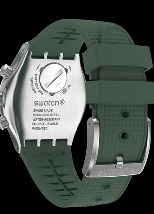 Часы swatch forest grid green rubber chronograph yvs4624 фото