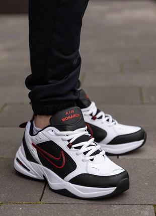 Чоловічі кросівки  nike air monarch white black блі кросівки демісезон найк легкі найк еір монарх унісекс кросівки nike чорно-білі5 фото