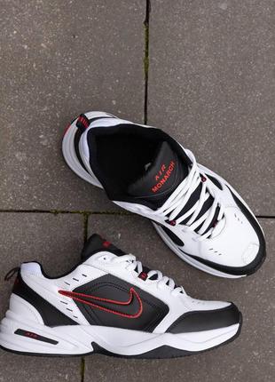 Чоловічі кросівки  nike air monarch white black блі кросівки демісезон найк легкі найк еір монарх унісекс кросівки nike чорно-білі10 фото