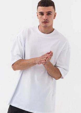 Белая футболка оверсайз большого размера на мальчика обхват груди 128см 2xl-3xl