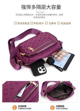 Женская сумка на плечо нейлоновая jingpin повседневная текстильная кросс-боди тканевая черная5 фото