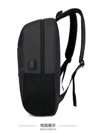 Чоловічий рюкзак щільний міський стильний молодіжний місткий для ноутбука 3в1 jingpin чорний usb порт5 фото