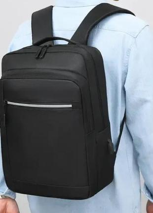 Чоловічий рюкзак повсякденний для ноутбука geerdun міський непромокальний нейлоновий чорний usb порт2 фото