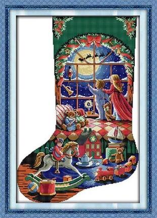 Набор для вышивания по нанесённой на канву схеме "christmas stocking-children's ".aida 14ct printed, 42*61 см