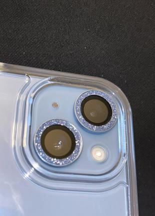 Защитное стекло с металлическим кольцом для камеры iphone 14 138 фото
