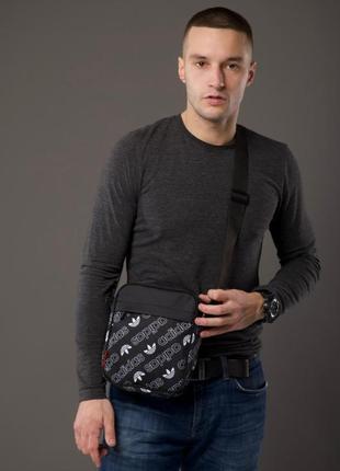 Чоловіча сумка месенджер adidas через плече чорна2 фото
