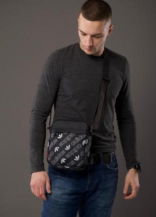 Чоловіча сумка месенджер adidas через плече чорна4 фото
