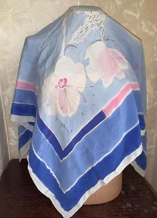 Шёлковый расписной платок 100% шелк