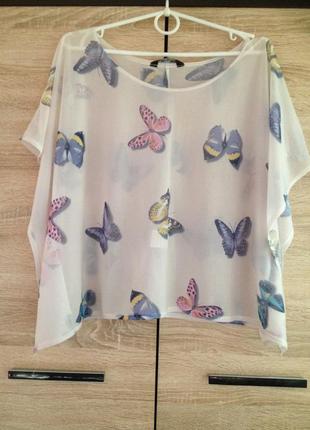 Полупрозрачная блузочка с бабочками1 фото