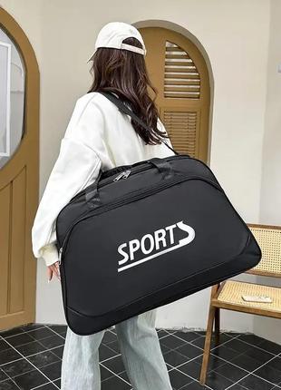 Спортивная сумка sports мужская женская дорожная туристическая черная 57 литров3 фото