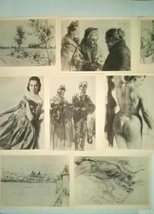 Набори старовинних листівок з репродукцією картин, 1958 - 1975р.4 фото