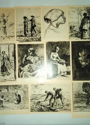 Набори старовинних листівок з репродукцією картин, 1958 - 1975р.8 фото