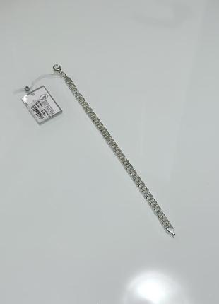Срібний браслет ручного плетіння плотний міцний бісмарк 20 см срібло 925 серебряный браслет ланцюг цепочка3 фото