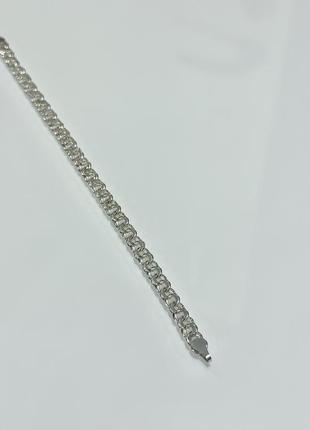 Серебряный браслет ручного плетения плотный прочный бисмарк 20 см серебро 925 серебреный браслет цепи цепочка4 фото