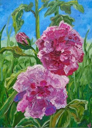 Картина маслом "мальви"