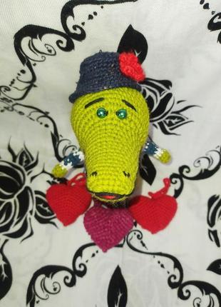 Іграшка ручної роботи "крокодил"2 фото