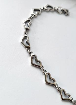 Серебряный женский браслет без камней сердечки 16 - 19 см серебро 925 пробы 2767ч 4.60г3 фото