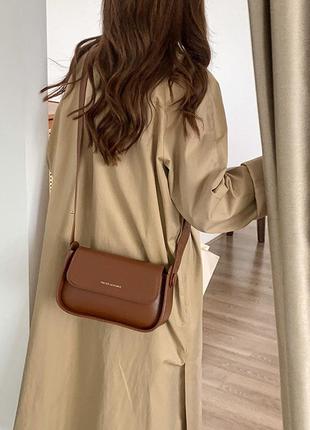 Женская сумочка кросс боди, клатч на ремешке коричневый2 фото