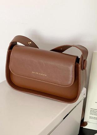 Женская сумочка кросс боди, клатч на ремешке коричневый6 фото