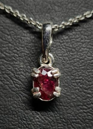 Кулон женский серебряный 925 с природным рубином4 фото