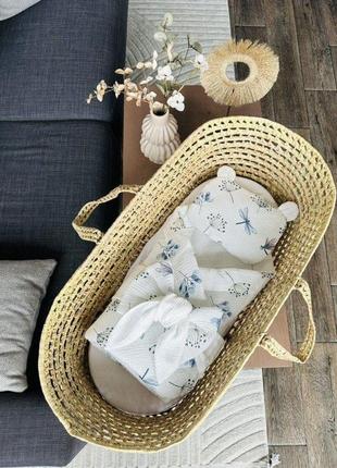 Ніжний мусліновий комплект у коляску