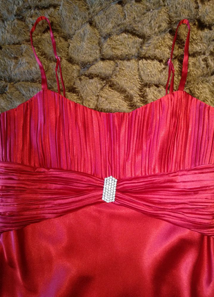 Плаття атласне червоне, вечірній, коктельное, ошатне3 фото