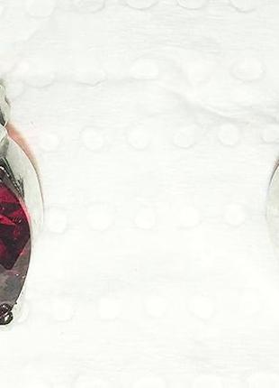 Сережки-гвоздики з гранатовим каменем у вигляді яблука або серця4 фото