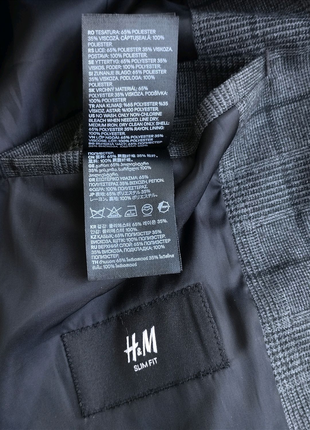 Котоновий піджак у карту звуженого крою h&m5 фото