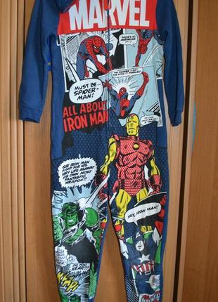 Теплая пижама марвел, супергерои на мальчика 8-9 лет1 фото