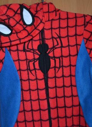Теплая пижама на мальчика 5-6 лет, слип человек паук, кигуруми